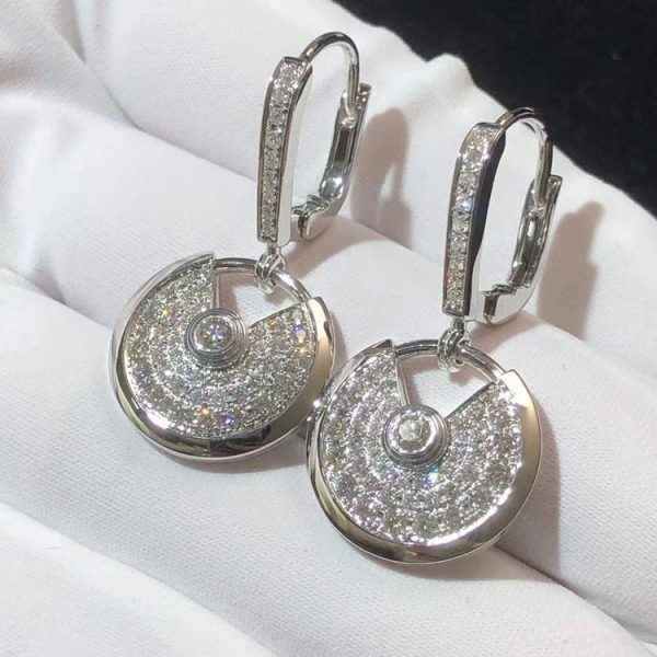 Cartier Amulette Earring Natural Diamond 18K White Gold Custom (2)