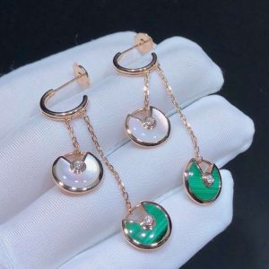 Cartier Amulette Earrings Diamond Agate Gemstone 18K Rose Gold Custom (2)