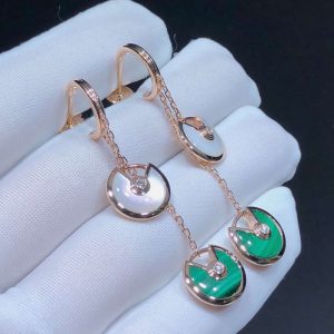 Cartier Amulette Earrings Diamond Agate Gemstone 18K Rose Gold Custom (2)