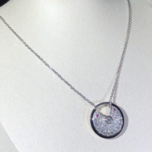 Cartier Amulette Womens Necklace Natural Diamond 18K White Gold Custom (2)