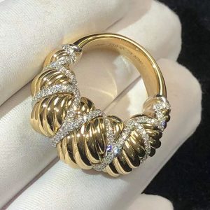 Cartier Croissant Shape Rings 18K Gold Natural Diamond Custom (2)