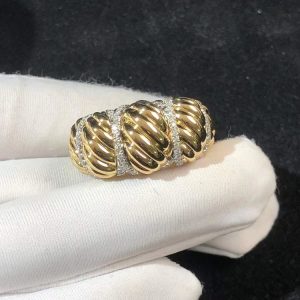 Cartier Croissant Shape Rings 18K Gold Natural Diamond Custom (2)