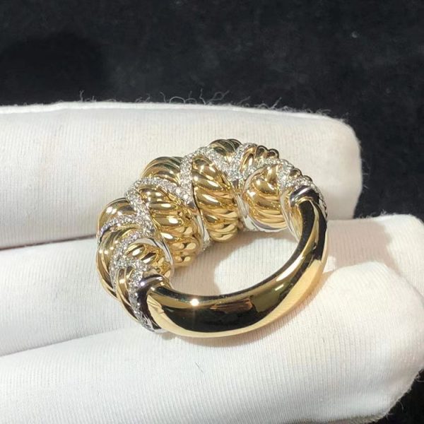 Cartier Croissant Shape Rings 18K Gold Natural Diamond Custom (2)