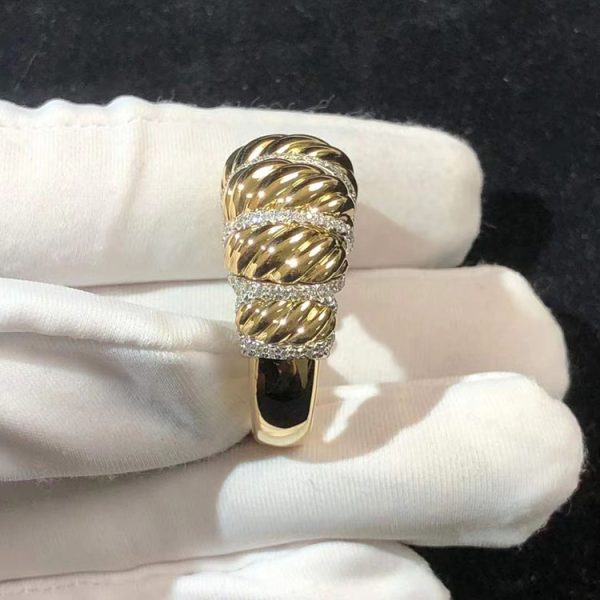 Cartier Croissant Shape Rings 18K Gold Natural Diamond Custom (2)