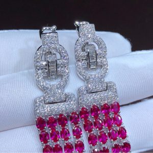 Cartier Earring Custom Natural Diamonds Ruby ​​Stone 18K White Gold (2)