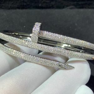 Cartier Juste Un Clou Bracelet 3 Round 18K White Gold Natural Diamond Custom (2)