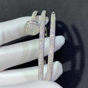 Cartier Juste Un Clou Bracelet 3 Round 18K White Gold Natural Diamond Custom (2)