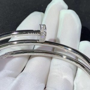 Cartier Juste Un Clou Bracelet 3 Round 18K White Gold Natural Diamond Custom (2)