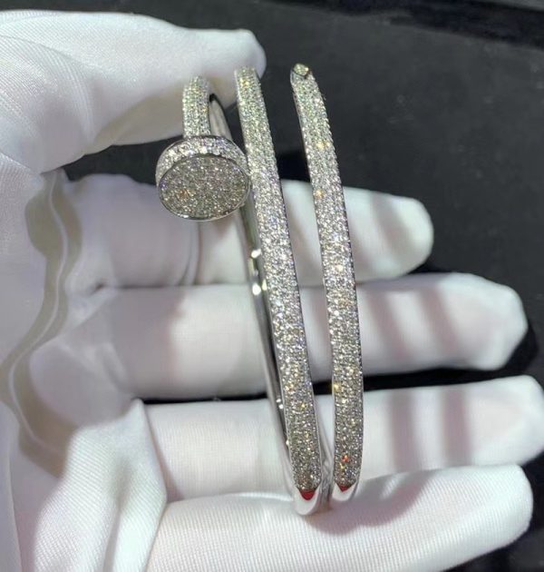 Cartier Juste Un Clou Bracelet 3 Round 18K White Gold Natural Diamond Custom (2)