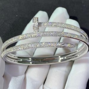 Cartier Juste Un Clou Bracelet 3 Round 18K White Gold Natural Diamond Custom (2)