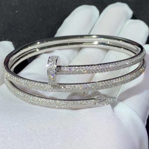 Cartier Juste Un Clou Bracelet 3 Round 18K White Gold Natural Diamond Custom (2)