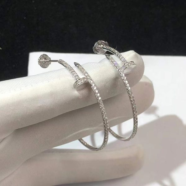 Cartier Juste Un Clou Earring Custom 18K White Gold Natural Diamond (2)