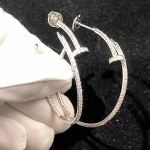 Cartier Juste Un Clou Earring Custom 18K White Gold Natural Diamond (2)