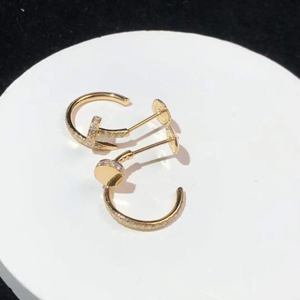 Cartier Juste Un Clou Earrings Custom 18K Rose Gold Natural Diamond (2)