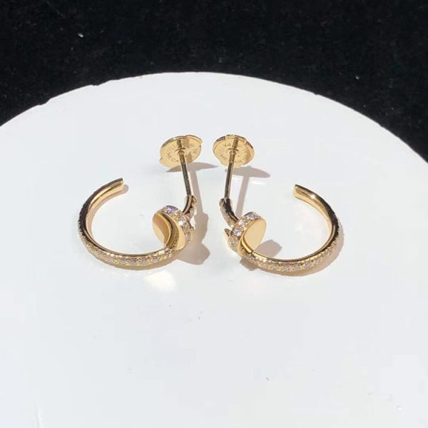 Cartier Juste Un Clou Earrings Custom 18K Rose Gold Natural Diamond (2)