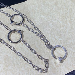 Cartier Juste Un Clou Necklace 6 Details Custom 18K White Gold Natural Diamond (2)