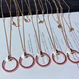 Cartier Juste Un Clou Necklace Custom Red Ruby ​​Stone 18K Rose Gold (2)