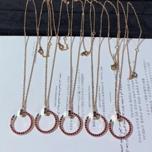 Cartier Juste Un Clou Necklace Custom Red Ruby ​​Stone 18K Rose Gold (2)