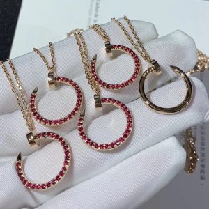 Cartier Juste Un Clou Necklace Custom Red Ruby ​​Stone 18K Rose Gold (2)