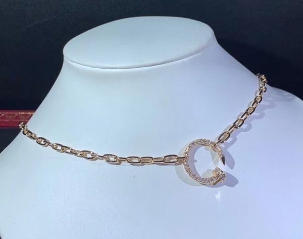 Cartier Juste Un Clou Necklace Natural Diamond 18K Rose Gold Custom (1)