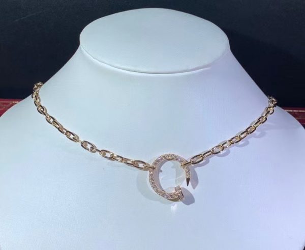 Cartier Juste Un Clou Necklace Natural Diamond 18K Rose Gold Custom (1)