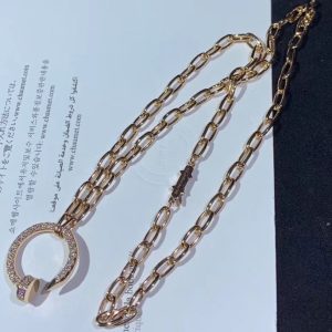 Cartier Juste Un Clou Necklace Natural Diamond 18K Rose Gold Custom (1)