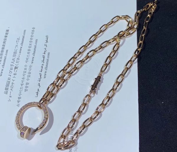 Cartier Juste Un Clou Necklace Natural Diamond 18K Rose Gold Custom (1)