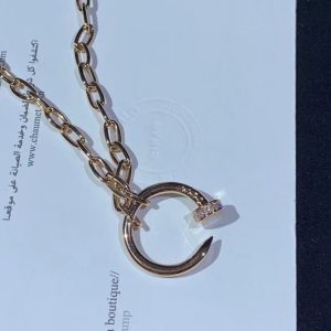 Cartier Juste Un Clou Necklace Natural Diamond 18K Rose Gold Custom (1)