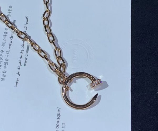 Cartier Juste Un Clou Necklace Natural Diamond 18K Rose Gold Custom (1)