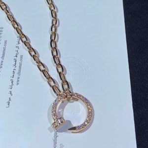 Cartier Juste Un Clou Necklace Natural Diamond 18K Rose Gold Custom (1)