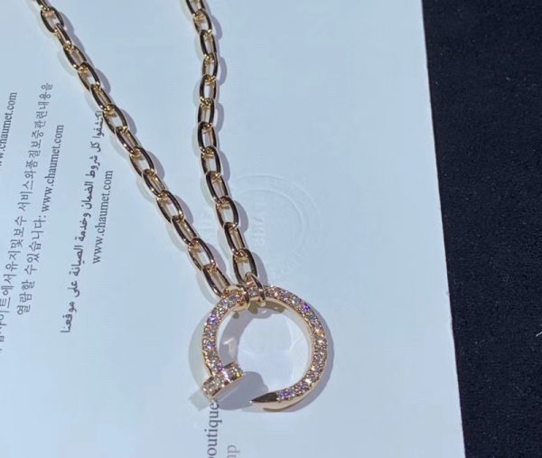 Cartier Juste Un Clou Necklace Natural Diamond 18K Rose Gold Custom (1)