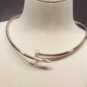 Cartier Juste Un Clou Womens Necklace Natural Diamond 18K Rose Gold Custom (1)