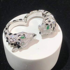 Cartier Leopard Head And Horse Head Ring Custom Natural Diamond 18K White Gold (2)