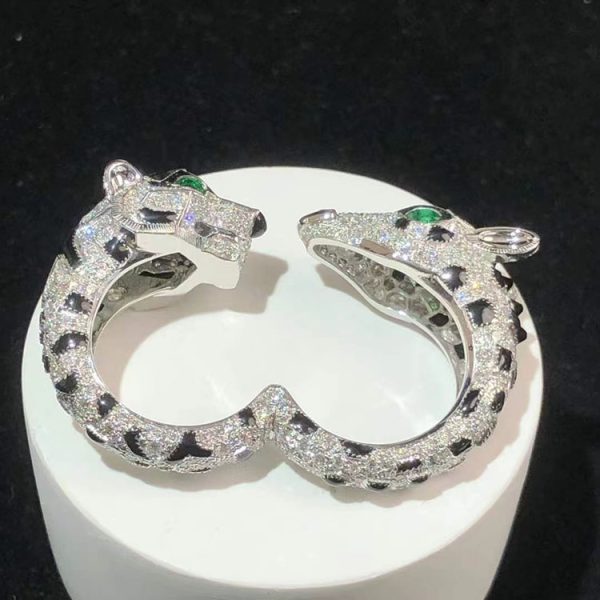 Cartier Leopard Head And Horse Head Ring Custom Natural Diamond 18K White Gold (2)