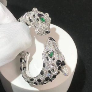 Cartier Leopard Head And Horse Head Ring Custom Natural Diamond 18K White Gold (2)