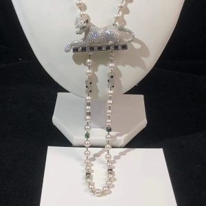 Cartier Leopard Necklace Custom Pearl Diamond Natural 18K White Gold (2)