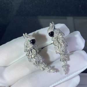 Cartier Les Oiseaux Libérés Earring Custom 18K White Gold Natural Diamond (2)