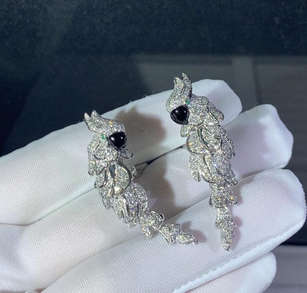 Cartier Les Oiseaux Libérés Earring Custom 18K White Gold Natural Diamond (2)