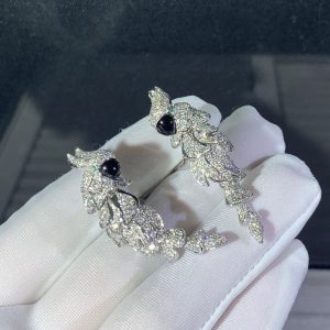 Cartier Les Oiseaux Libérés Earring Custom 18K White Gold Natural Diamond (2)