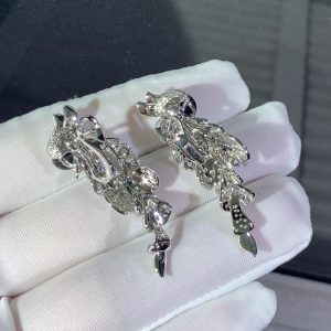 Cartier Les Oiseaux Libérés Earring Custom 18K White Gold Natural Diamond (2)