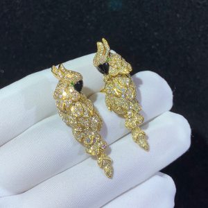 Cartier Les Oiseaux Libérés Earring Custom Natural Agate Diamond 18K Gold (2)