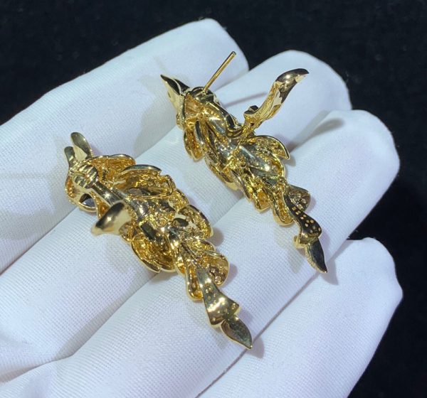 Cartier Les Oiseaux Libérés Earring Custom Natural Agate Diamond 18K Gold (2)