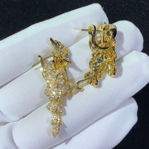 Cartier Les Oiseaux Libérés Earring Custom Natural Agate Diamond 18K Gold (2)