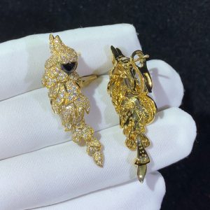 Cartier Les Oiseaux Libérés Earring Custom Natural Agate Diamond 18K Gold (2)