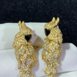 Cartier Les Oiseaux Libérés Earring Custom Natural Agate Diamond 18K Gold (2)