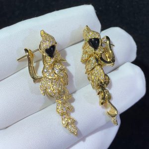 Cartier Les Oiseaux Libérés Earring Custom Natural Agate Diamond 18K Gold (2)