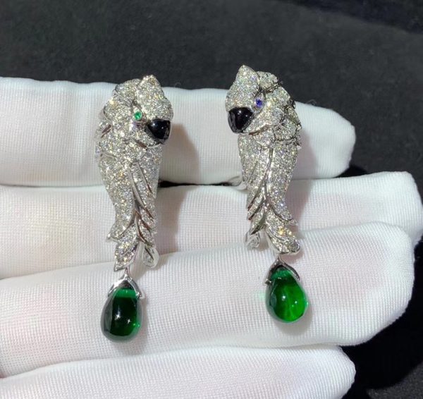 Cartier Les Oiseaux Libérés Earring Custom Natural Diamond 18K White Gold (2)