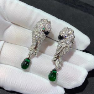 Cartier Les Oiseaux Libérés Earring Custom Natural Diamond 18K White Gold (2)