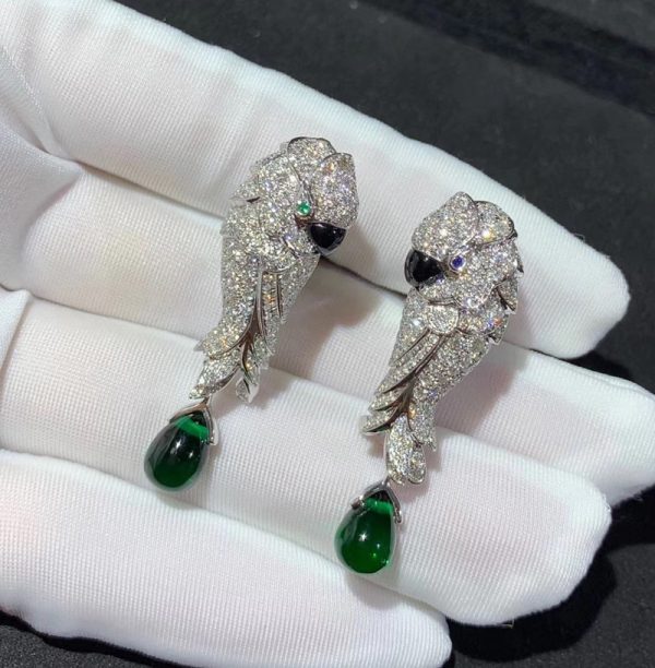 Cartier Les Oiseaux Libérés Earring Custom Natural Diamond 18K White Gold (2)