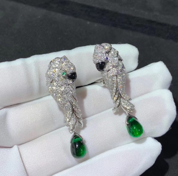 Cartier Les Oiseaux Libérés Earring Custom Natural Diamond 18K White Gold (2)